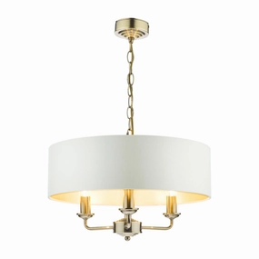 Laura Ashley Sorrento Antique Brass LA3621363-Q 3 Light Armed Fitting Ceiling Light with Ivory Shade
