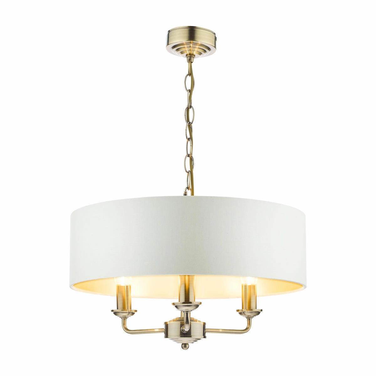 Laura Ashley Sorrento Antique Brass LA3621363-Q 3 Light Armed Fitting Ceiling Light with Ivory Shade
