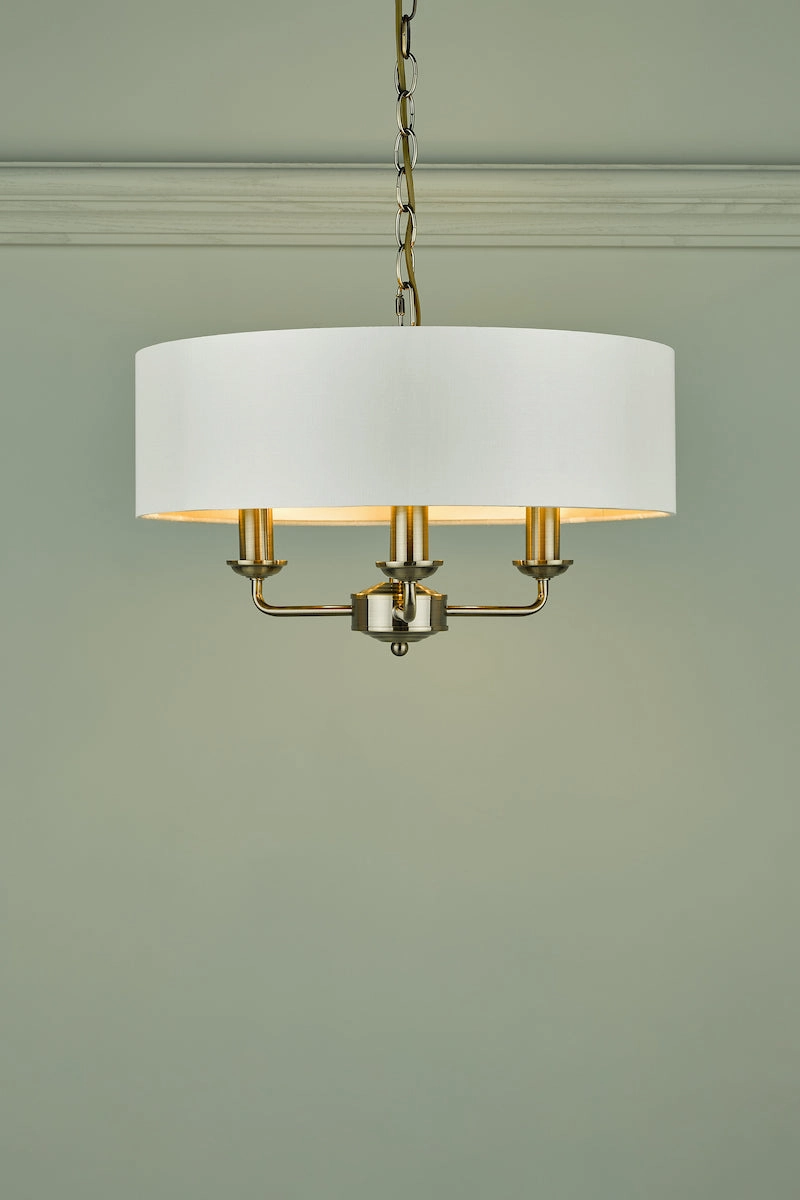 Laura Ashley Sorrento Antique Brass LA3621363-Q 3 Light Armed Fitting Ceiling Light with Ivory Shade