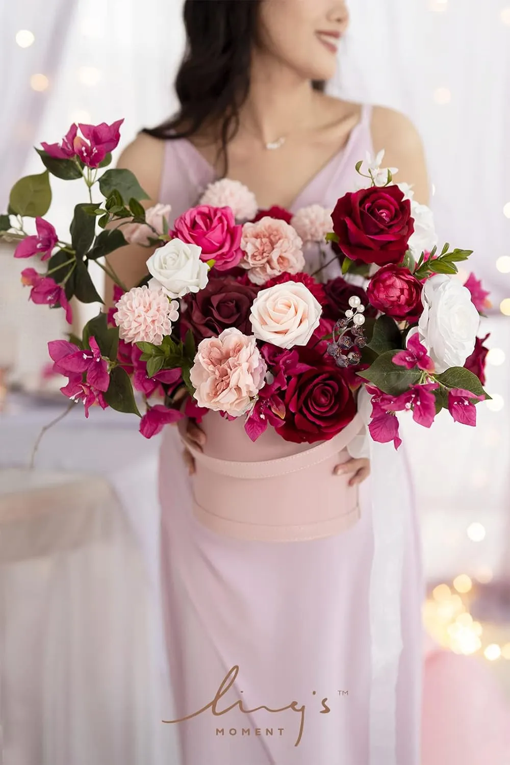 Ling's Moment Blush Dahlia Foam Artificial Flowers Real Touch Faux Fake Flower for Home Decor Graduation Baby Shower Decorations Outdoors Party Favors Wedding Gifts Centerpieces Arrangements 25pcs