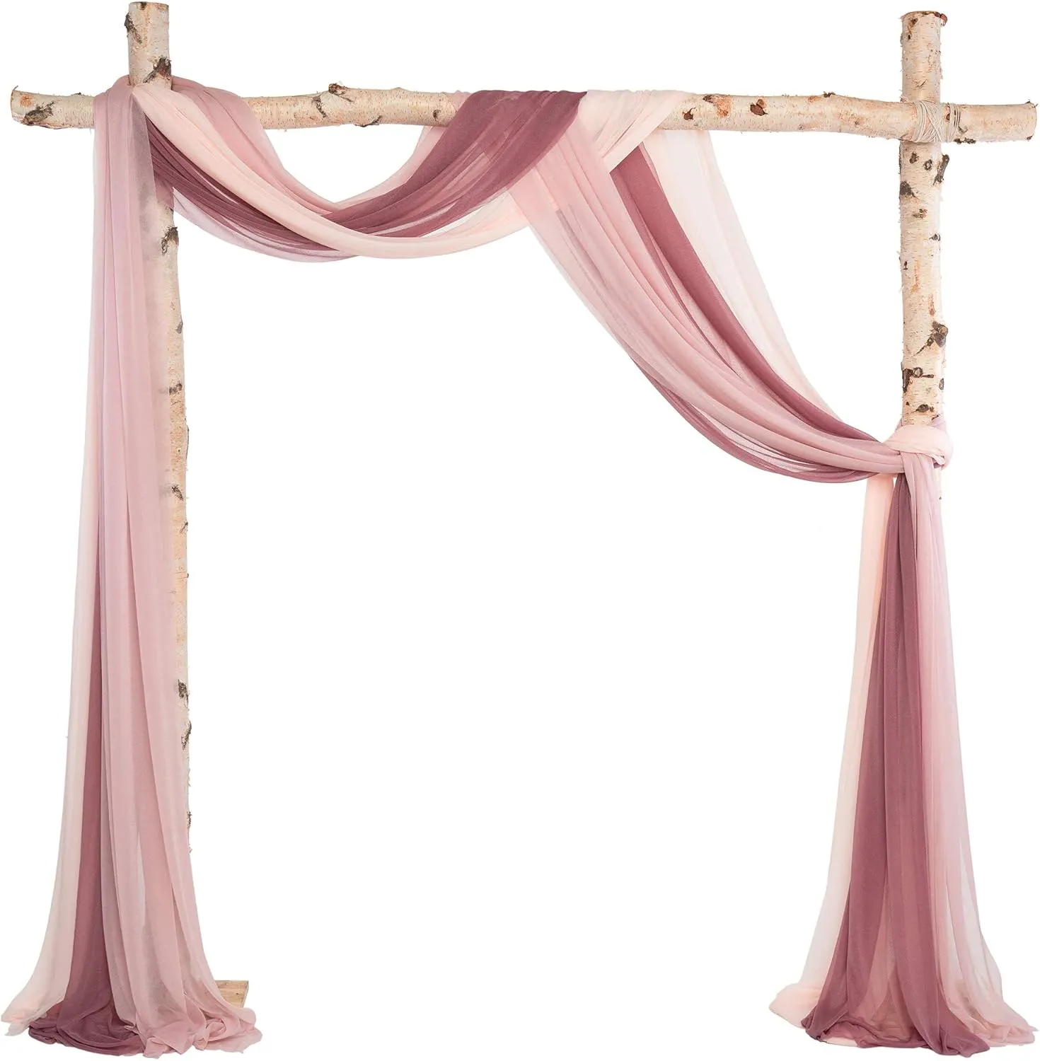 Ling's Moment Wedding Arch Draping Fabric 3 Panels 20Ft Chiffon Fabric,Sheer Draping Fabic for Wedding Arrangement Ceremony Reception Backdrop Party Swag Home Decor (Dusty Rose & Mauve & Blush)