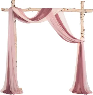 Ling's Moment Wedding Arch Draping Fabric 3 Panels 20Ft Chiffon Fabric,Sheer Draping Fabic for Wedding Arrangement Ceremony Reception Backdrop Party Swag Home Decor (Dusty Rose & Mauve & Blush)