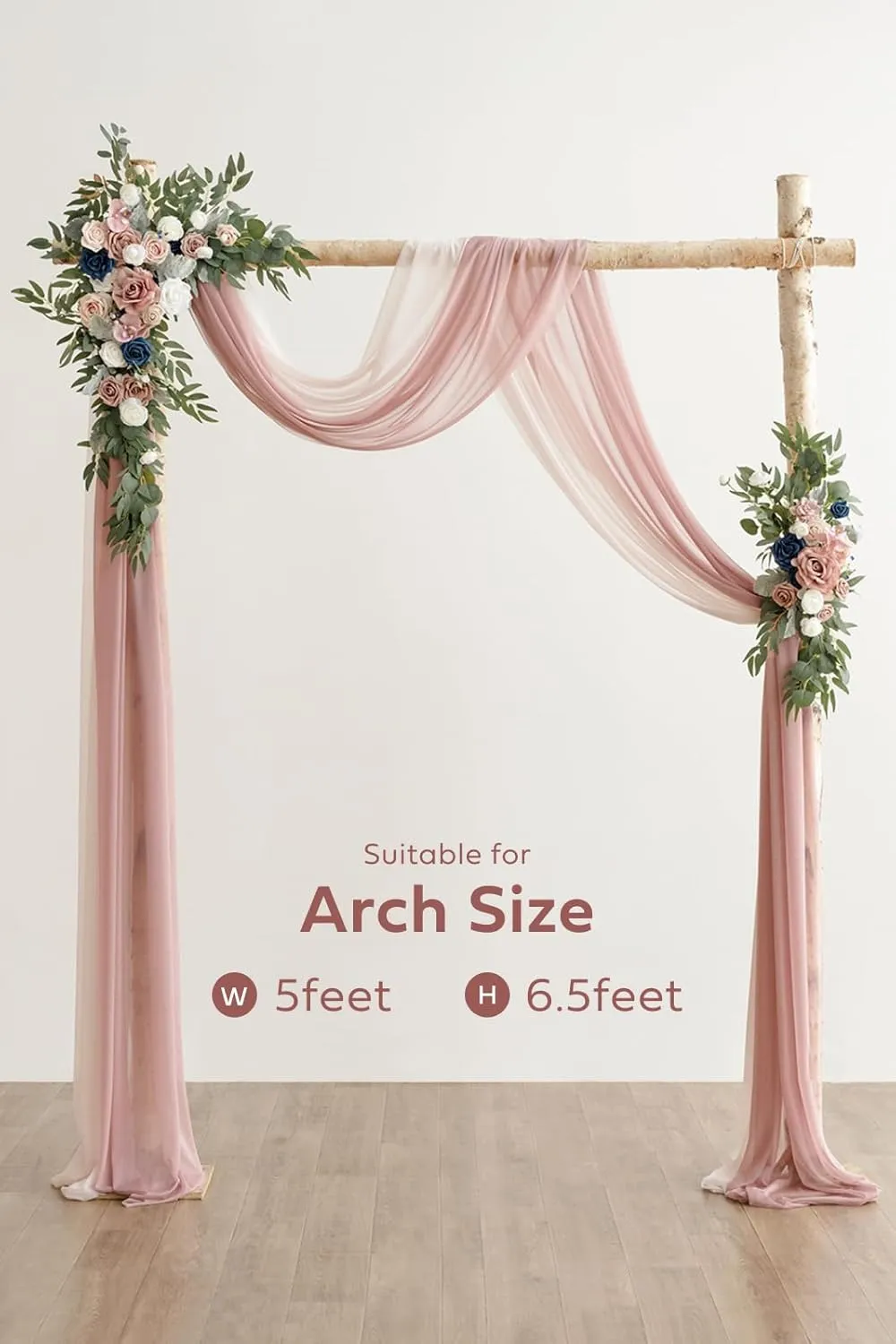 Ling's Moment Wedding Arch Draping Fabric 3 Panels 20Ft Chiffon Fabric,Sheer Draping Fabic for Wedding Arrangement Ceremony Reception Backdrop Party Swag Home Decor (Dusty Rose & Mauve & Blush)