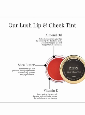 Lip & Cheek Tint Blush with Almond Oil, Shea Butter, Vitamin E & Creamy Glossy Finish. (4.5 Gram, Cutie Pink)
