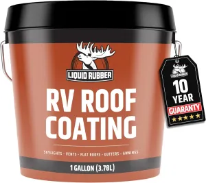 Liquid Rubber RV Roof Sealant- Professional-Grade Solar Reflective Flexible Waterproof Membrane Coating for EPDM, TPO, Fiberglass & Aluminum Camper & Travel Trailers- Brilliant White, 1 Gallon
