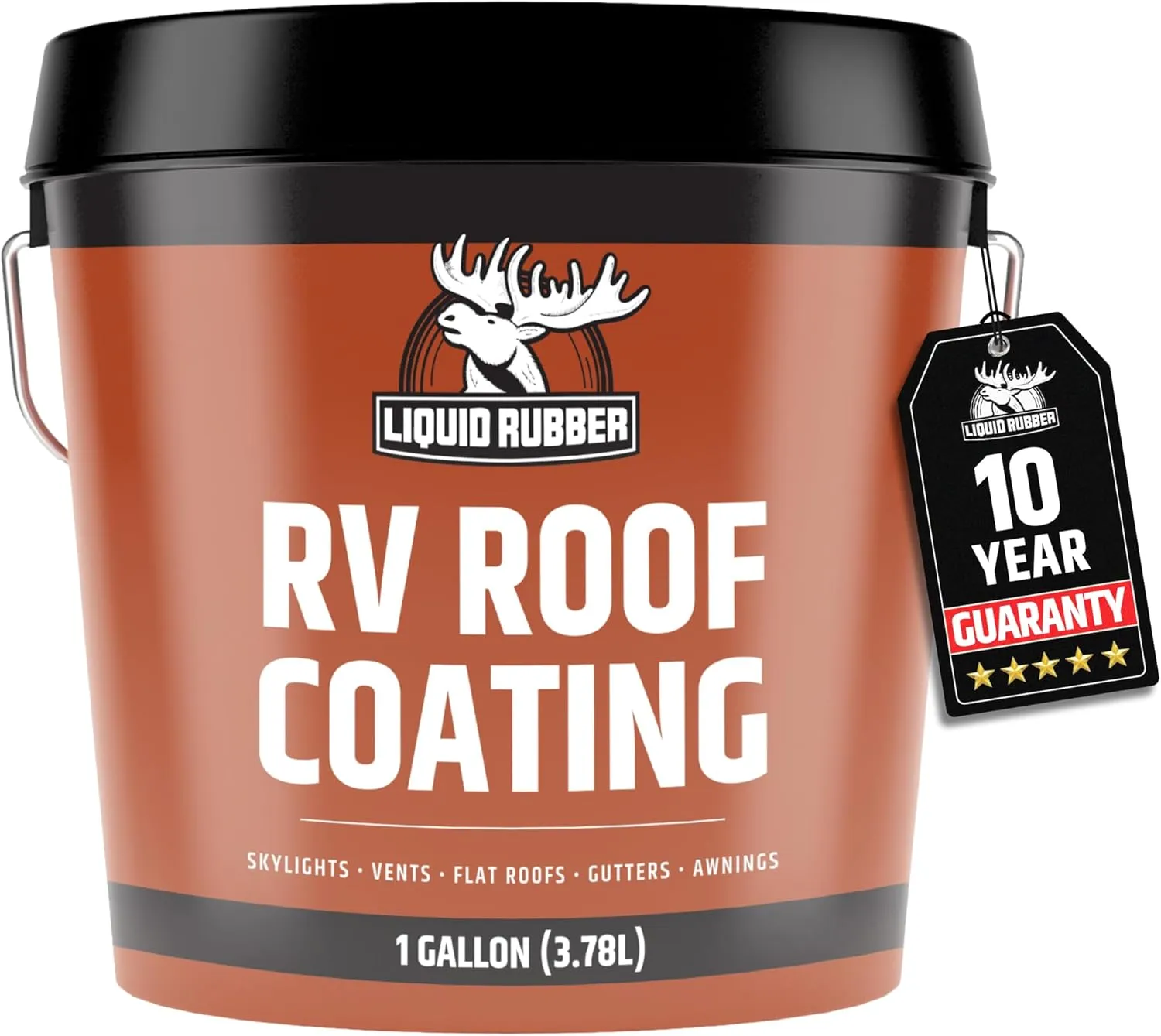 Liquid Rubber RV Roof Sealant- Professional-Grade Solar Reflective Flexible Waterproof Membrane Coating for EPDM, TPO, Fiberglass & Aluminum Camper & Travel Trailers- Brilliant White, 1 Gallon