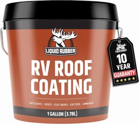 Liquid Rubber RV Roof Sealant- Professional-Grade Solar Reflective Flexible Waterproof Membrane Coating for EPDM, TPO, Fiberglass & Aluminum Camper & Travel Trailers- Brilliant White, 1 Gallon