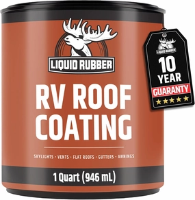 Liquid Rubber RV Roof Sealant- Professional-Grade Solar Reflective Flexible Waterproof Membrane Coating for EPDM, TPO, Fiberglass & Aluminum Camper & Travel Trailers- Brilliant White, 1 Quart