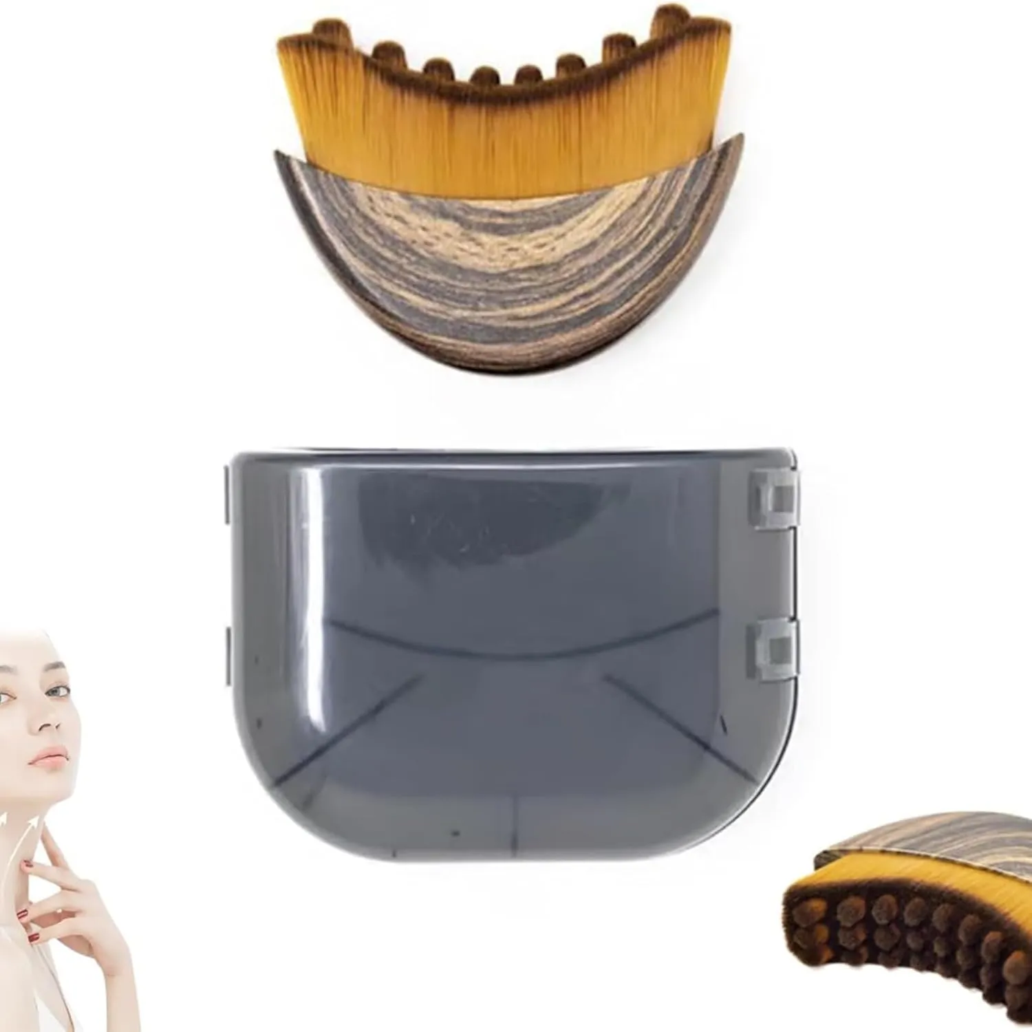 Lymphatic contour face brush, Contour Massager for Jawline & Chin, Reduce Puffiness, Ultra-Soft Bristles, Facial Sculpting Tool, Ergonomic & Portable Design (2PC)