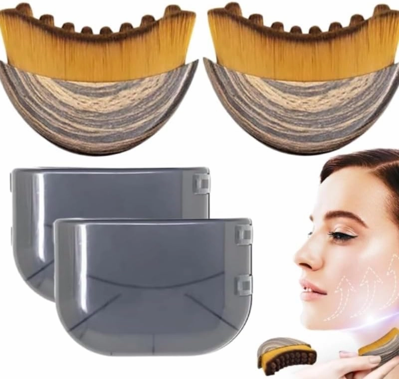 Lymphatic Contour Face Brush Dry Brushing Face Brush Lymphatic Drainage Massager for Face Chin & Jawline Sculpting Ergonomic Facial Contour Massager Relieve Fatigue Portable Beauty Tool (2Pcs)
