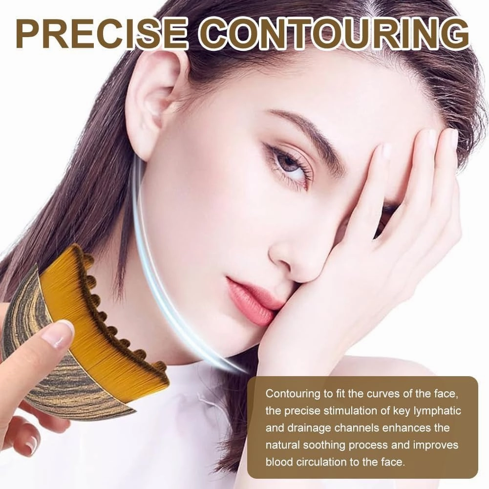 Lymphatic Contour Face Brush, Ultra-Soft Bristles, Lymphatic Drainage Massager for Face, Chin & Jawline Sculpting, Dry Brushing Face Brush, Ergonomically Designed to Fit The Skin Precisely(2pcs)