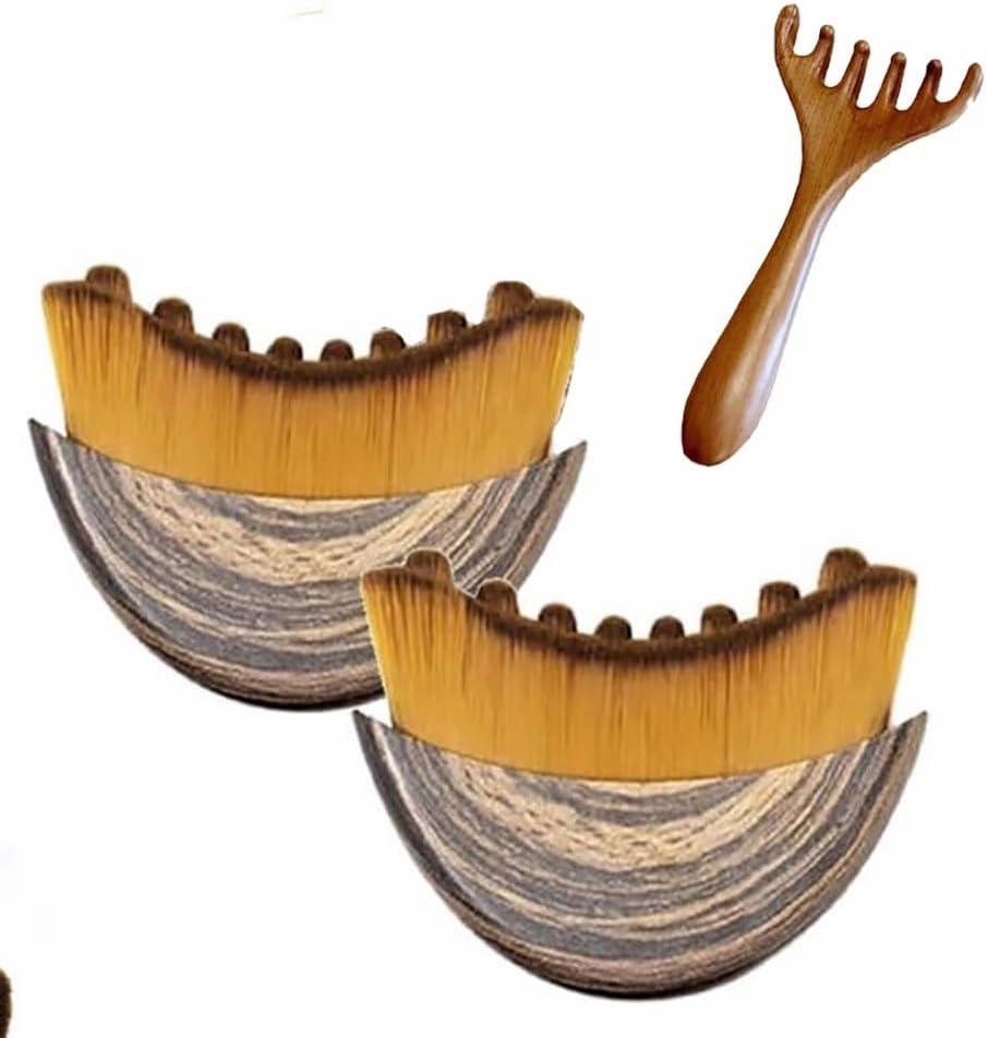 Lymphatic Contour Facial Brush, Lymphatic Drainage Massager, Portable Dry Brushing Face Brush with Six Claw Meridian Massage Comb, Ergonomically Designed for The Skin Care and Relieve Fatigue(2PCS)