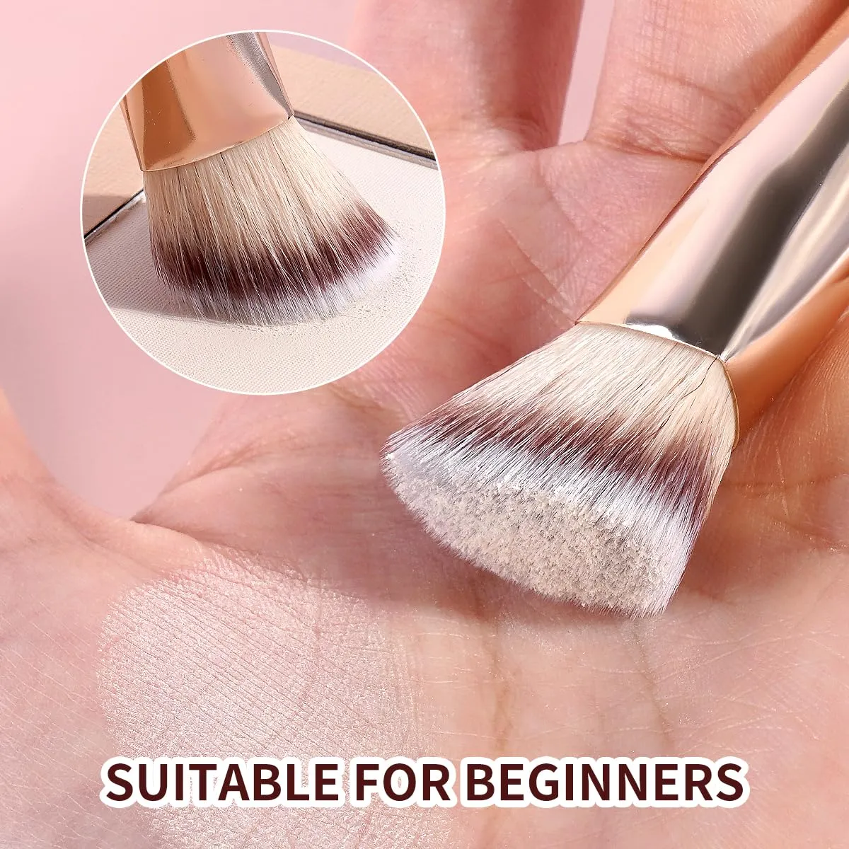 MAANGE Makeup Brushes 4 Pcs Makeup Brush Set for Foundation Concealer Contour Liquid Blending Face Kabuki Makeup Brush Kit Blush Pink