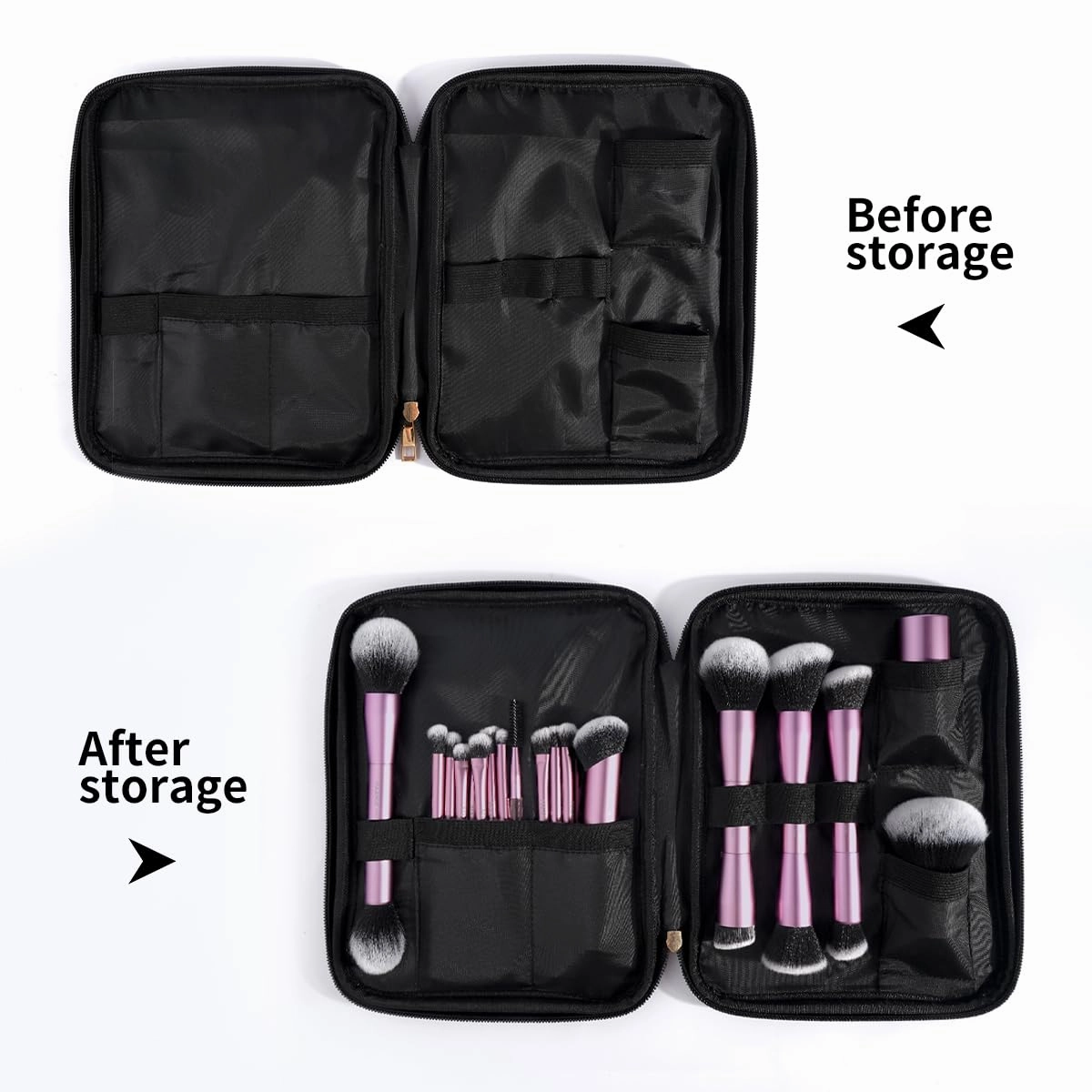 MAANGE 20 PCS Makeup Brush Set with Bag, Double-ended Kabuki Brush Foundation Contour Brush for Liquid Powder Concealer Eye Shadows Cream Cosmetics Blending Blush Face Makeup Tools with Case (Pink)