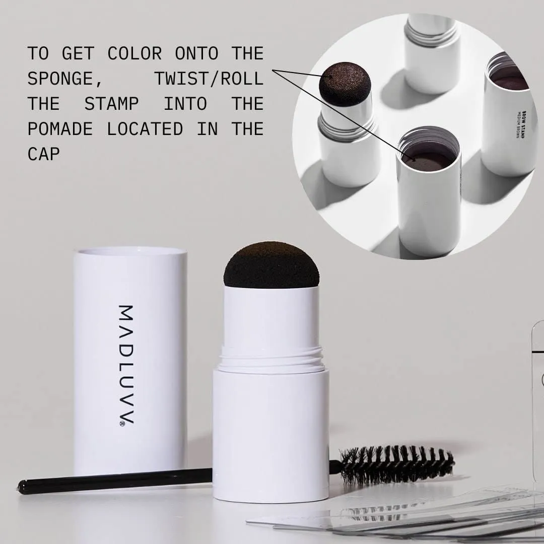 MADLUVV Eyebrow Stencil Kit - Easy-to-Use, Natural Look, 9 Popular Shapes, Used by Professionals - Includes Stamp, Stencils, Spoolie, and Travel Bag (Nearly Black)
