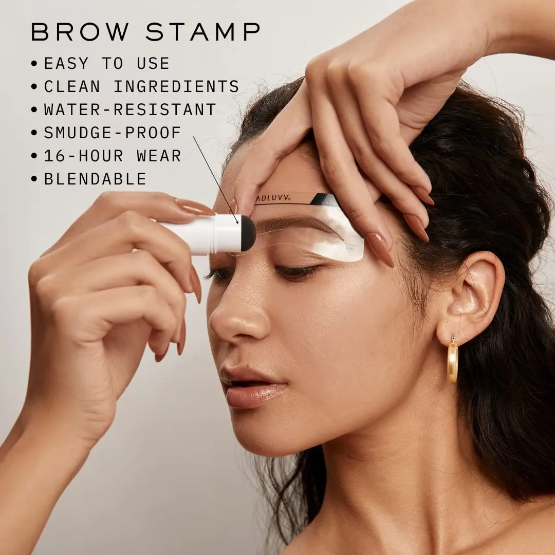 MADLUVV Eyebrow Stencil Kit - Easy-to-Use, Natural Look, 9 Popular Shapes, Used by Professionals - Includes Stamp, Stencils, Spoolie, and Travel Bag (Nearly Black)