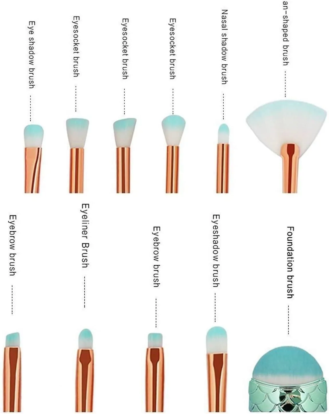Make Up Brushes Set Makeup Brush Set 11 Pieces for Eyebrows Eyeliner Blush Facial Contour Brush Set Makeup Tools Set