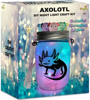 Make Your Own Axolotl Lantern Jar Night light Arts and Crafts for Kids, Axolotl Gifts, Birthday Present for Girls and Boys Ages 3 4 5 6 7 8 9 10 11 12  Years old, Toys for Little Girls Animals Craft