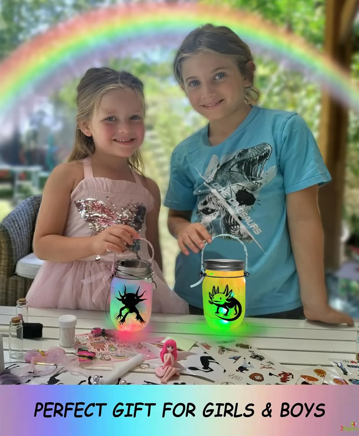 Make Your Own Axolotl Lantern Jar Night light Arts and Crafts for Kids, Axolotl Gifts, Birthday Present for Girls and Boys Ages 3 4 5 6 7 8 9 10 11 12  Years old, Toys for Little Girls Animals Craft