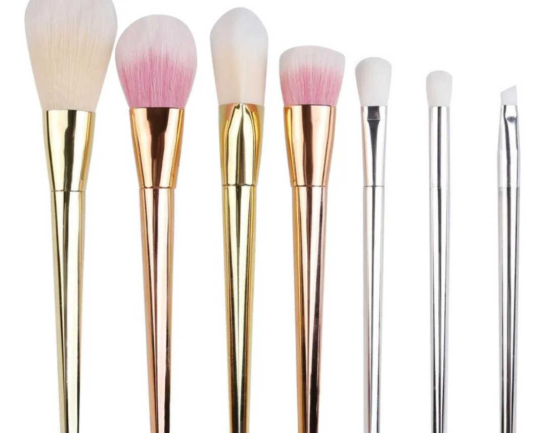 Makeup Brush Kit Set For Eyeshadow Contour Top Soft Fiber Hair Make Up Brush(7pcs Rese Gold)
