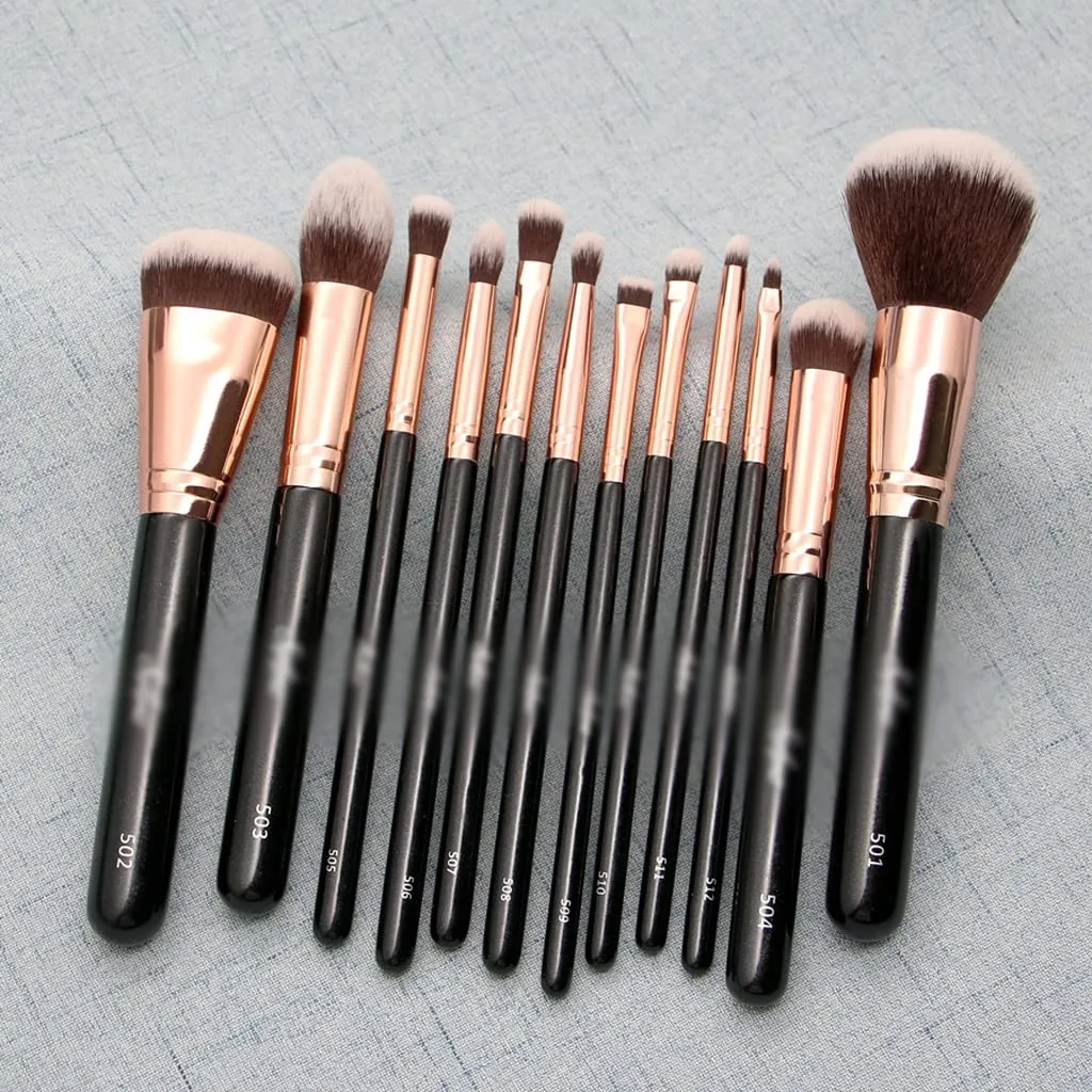 Makeup Brush Set 12pcs Synthetic Hair Make Up Brush Gold Foundation Powder Contour Eyeshadow Professional Makeup Brushes