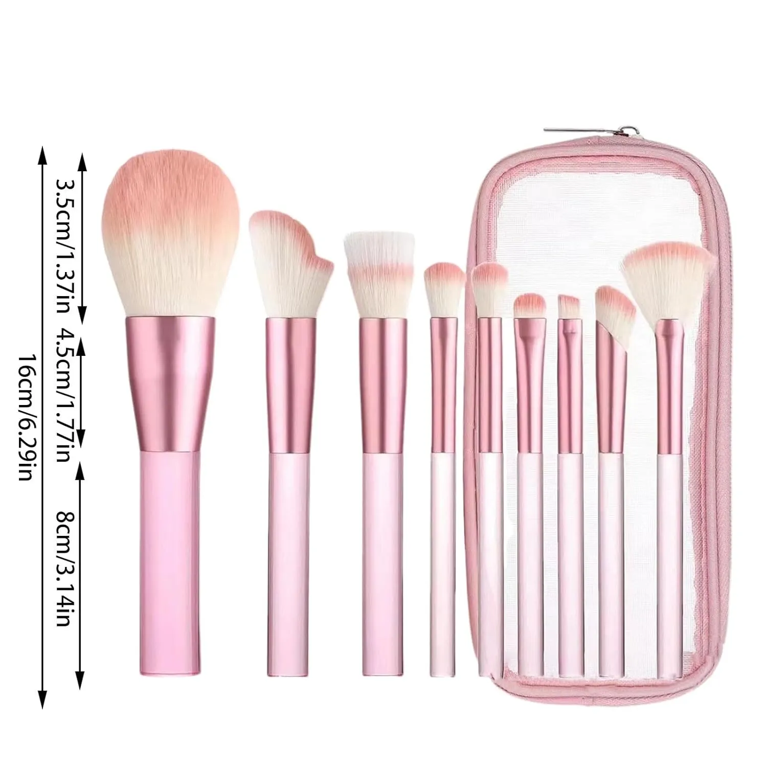 Makeup Brush Set with Storage Case, 9 Pcs Professional Synthetic Flat Foundation Brush,Eyeshadow Eyeliner Contour Concealer Powder Blending Brush,Gifts for Women