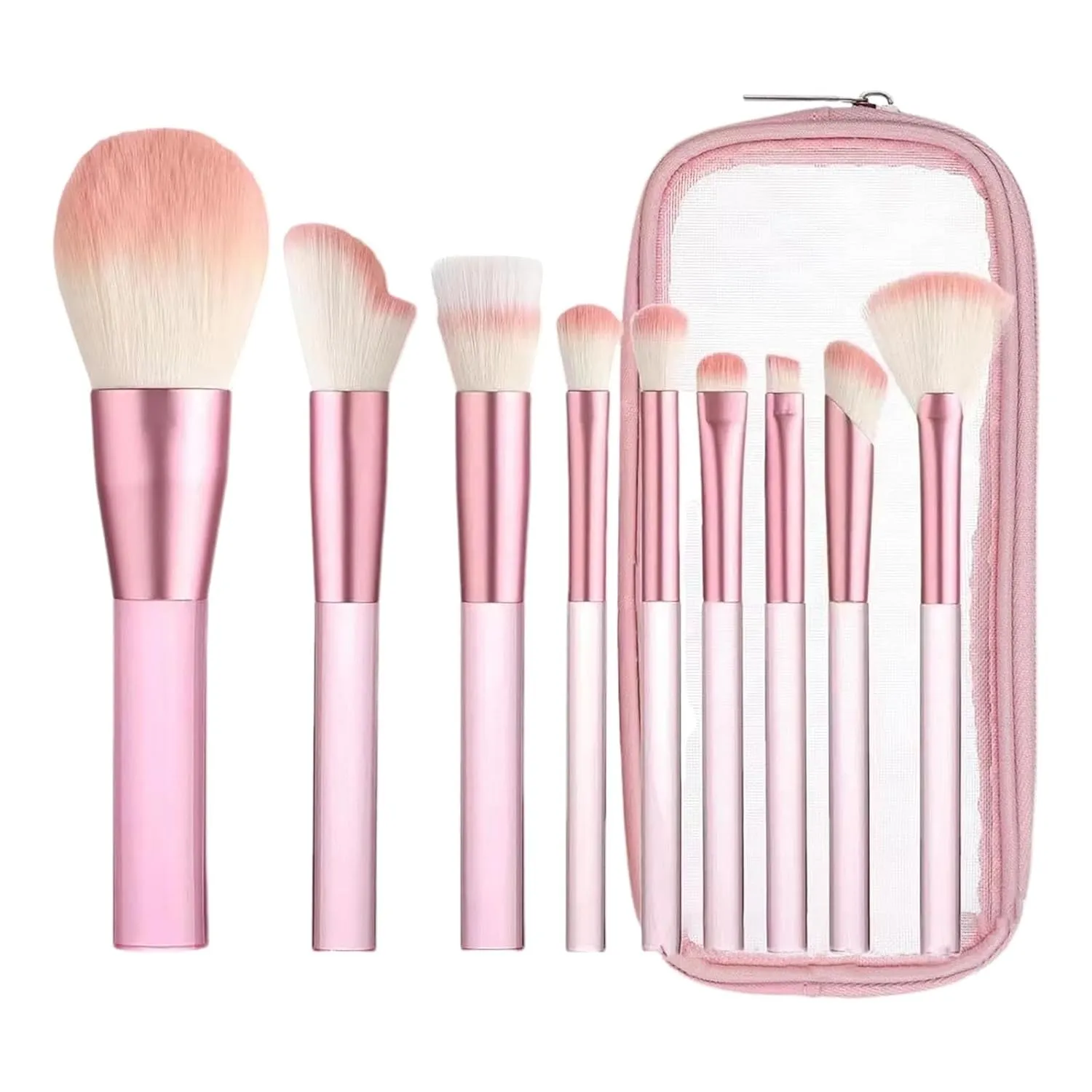 Makeup Brush Set with Storage Case, 9 Pcs Professional Synthetic Flat Foundation Brush,Eyeshadow Eyeliner Contour Concealer Powder Blending Brush,Gifts for Women