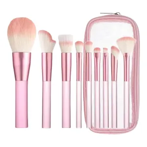 Makeup Brush Set with Storage Case, 9 Pcs Synthetic Premium Flat Foundation Brush,Eyeliner Eyeshadow Concealer Contour Blending Powder Brush Set,Gifts for Women
