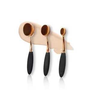 Makeup Brush Set with Wood Handles, Oval Toothbrush-Style Bristles, 3 Pieces
