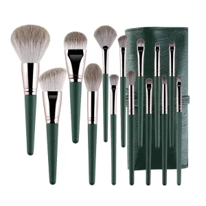 Makeup Brushes 14 Pcs Set,Professional Makeup Kit,Make up Brush Foundation Powder Brush Eyebrow Eyeshadow Brush Contour Concealer Brush with Case (Green)