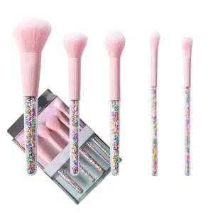 Makeup Brushes 5 Pcs Set,Professional Makeup Kit,Candy Color Make up Brush Foundation Powder Brush Eyebrow Eyeshadow Brush Contour Concealer Brush (Pink)