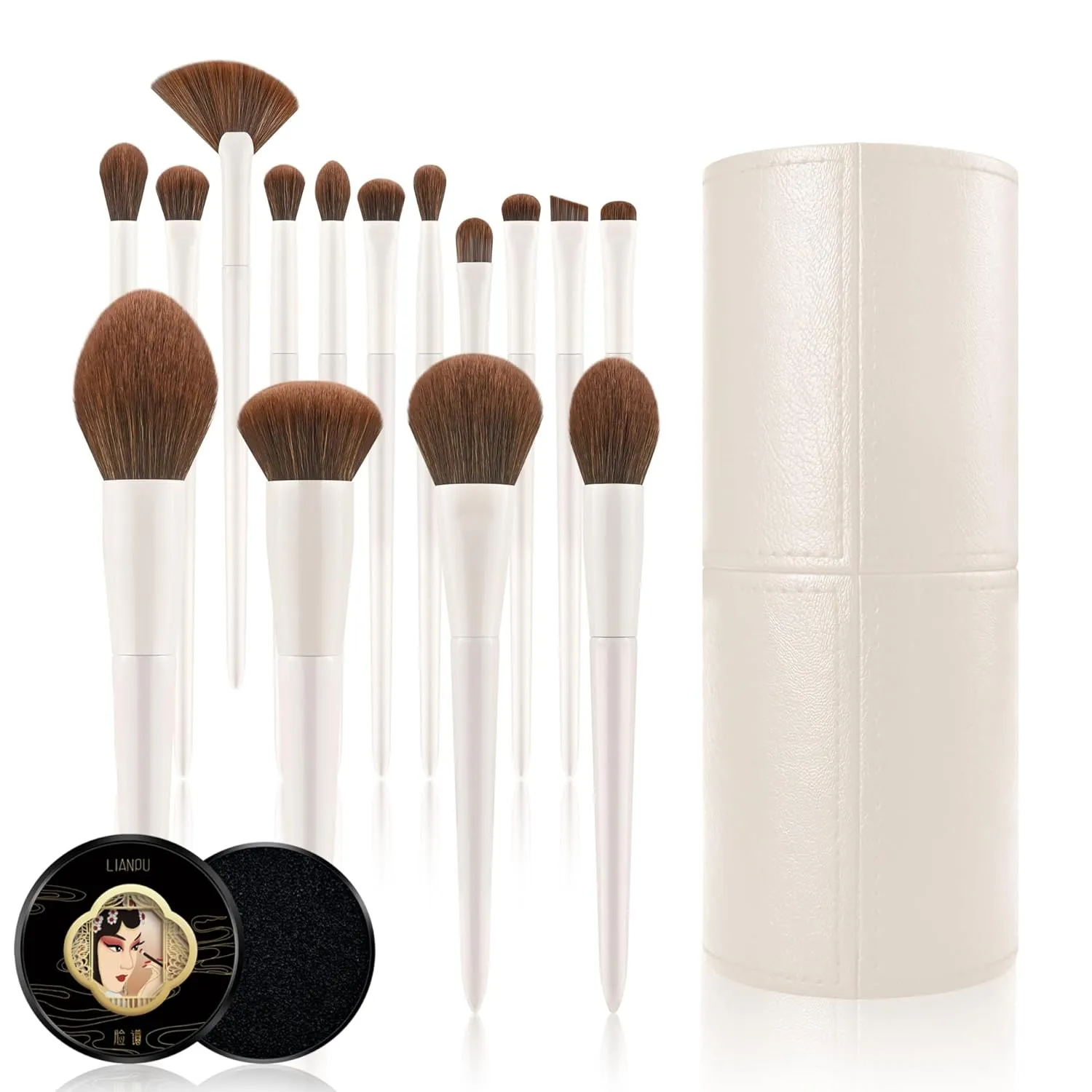 Makeup Brushes Set 15Pcs, Premium Synthetic Makeup Brushes for Foundation, Contour, Blush, Eyeshadow & Powder, Includes Travel Case & Cleaning Sponge, Cruelty-Free, for Professional & Daily Use