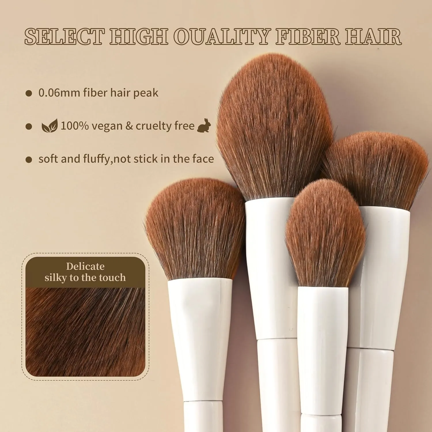 Makeup Brushes Set 15Pcs, Premium Synthetic Makeup Brushes for Foundation, Contour, Blush, Eyeshadow & Powder, Includes Travel Case & Cleaning Sponge, Cruelty-Free, for Professional & Daily Use