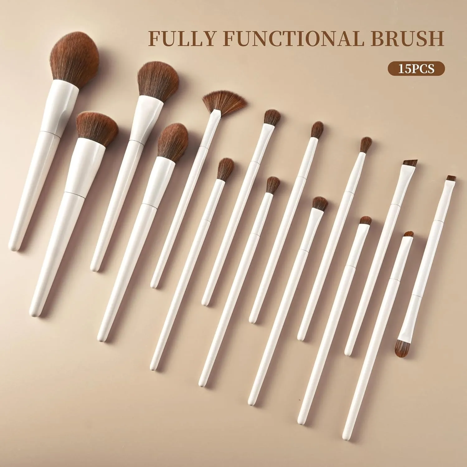 Makeup Brushes Set 15Pcs, Premium Synthetic Makeup Brushes for Foundation, Contour, Blush, Eyeshadow & Powder, Includes Travel Case & Cleaning Sponge, Cruelty-Free, for Professional & Daily Use