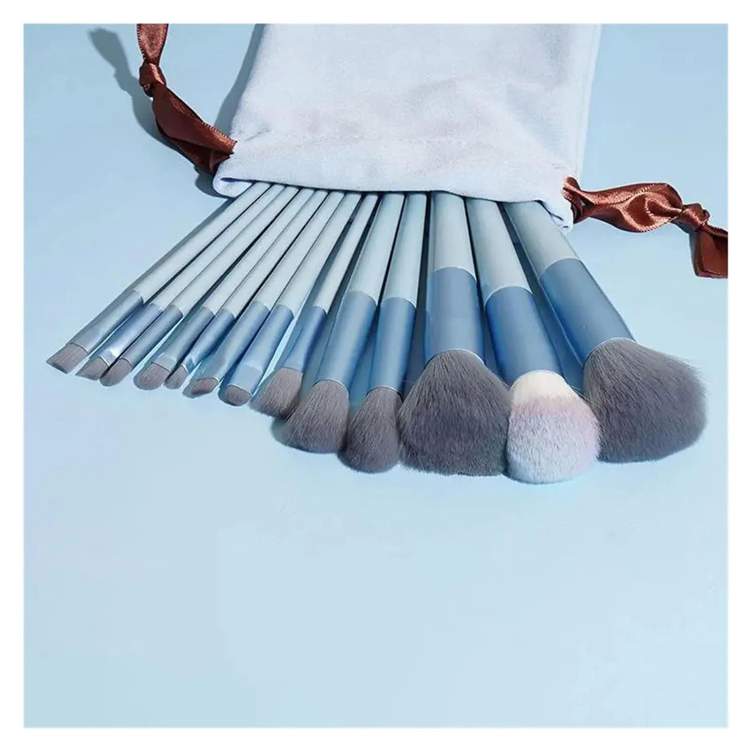 Makeup Brushes Set With 4 Sponge Puff Make-up for women Korean Cosmetics Foundation Blush Brush Complete Kit(Dark Blue Set)