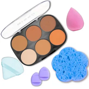 Makeup Kit Bissú Contour Palette   Velvet Puff   2 Finger Puffs   Makeup Sponge   Exfoliating Sponge (3 Styles) (03 Bronzed to Dark)