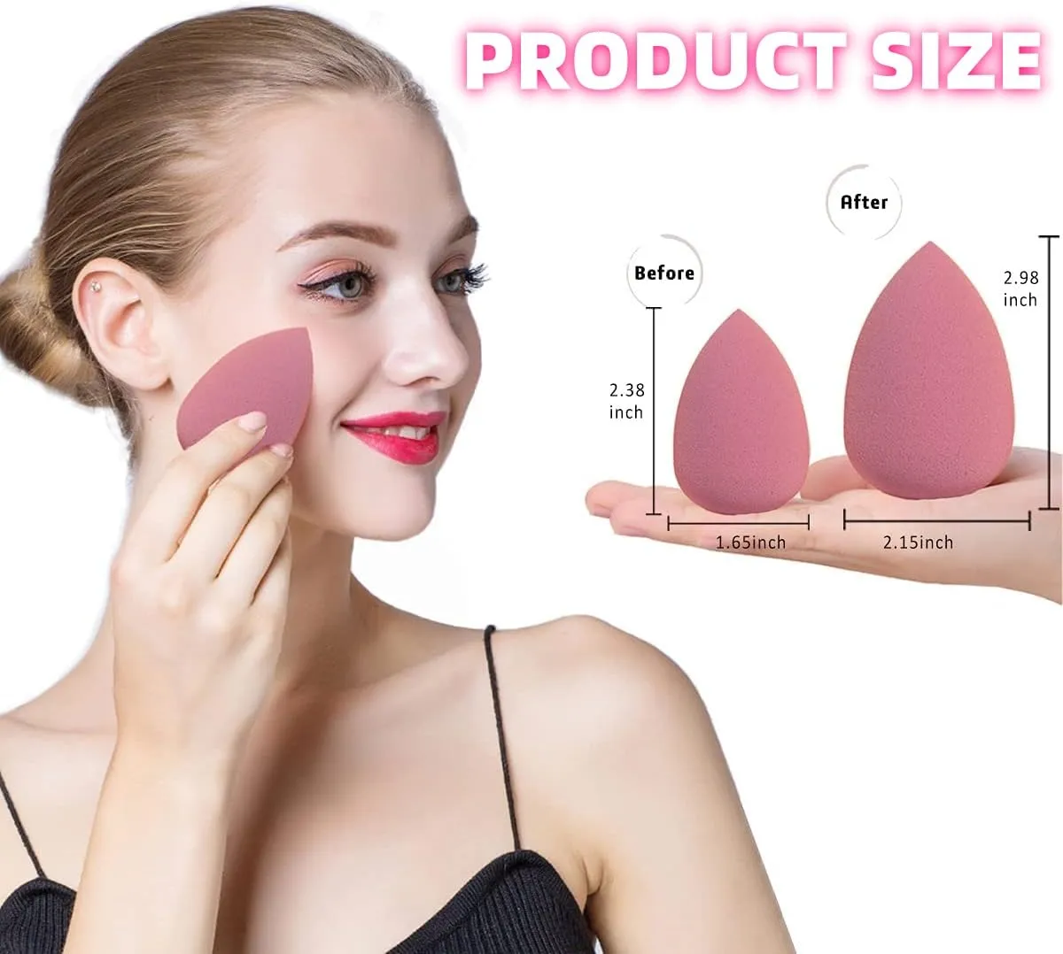 Makeup Sponge Set -4 beauty sponge mixing mixers, with 1 stand and packaging box, suitable for powder compact and face cream (pink) (2 Packs-01)