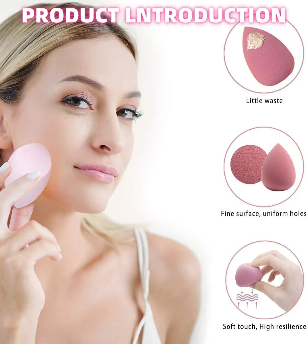 Makeup Sponge Set -4 beauty sponge mixing mixers, with 1 stand and packaging box, suitable for powder compact and face cream (pink) (2 Packs-01)