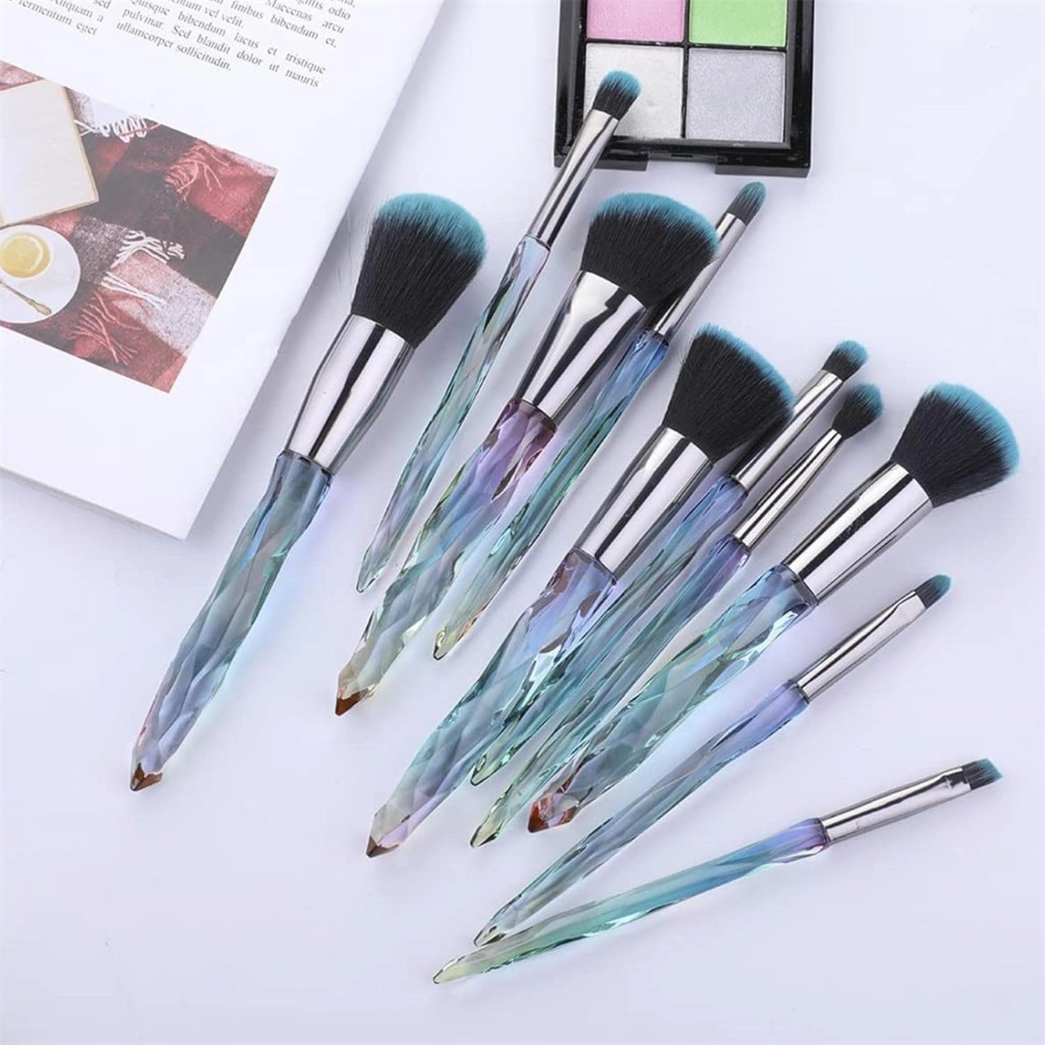 Makeup Brush 10 Pieces Professional Makeup Brush Set Cosmetics Blush Foundation Brush Eye Shadow Lip Brow Makeup Brush Set(Suit,B)