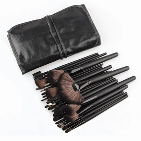 Makeup brush 32pcs Black Makeup Brushes Set Powder Blusher Contour Cosmetic Beauty Tools pincel Kit with Leather case, Brown(Brown)