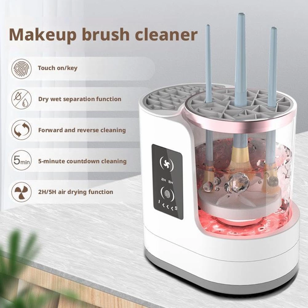 Makeup Brush Cleaner - 3 in 1 Electric Makeup Brush Cleaner and Dryer, Portable Automatic USB Cosmetic Brushes Cleaner Tool Beauty Makeup Brush Set,Contour, Eyeshadow, Blush Brush