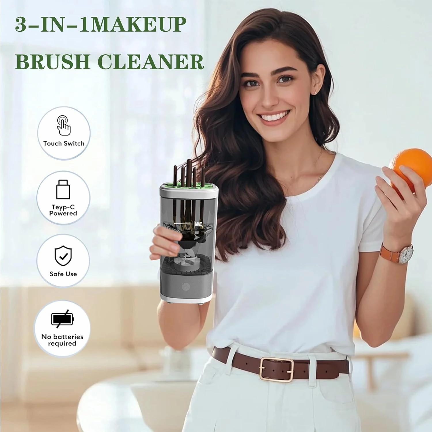 Makeup Brush Cleaner Machine,3 IN 1 Electric Makeup Brush Cleaner and Dryer Portable Automatic USB Cosmetic Brushes Cleaner Tool for All Size Beauty Makeup Brush Set