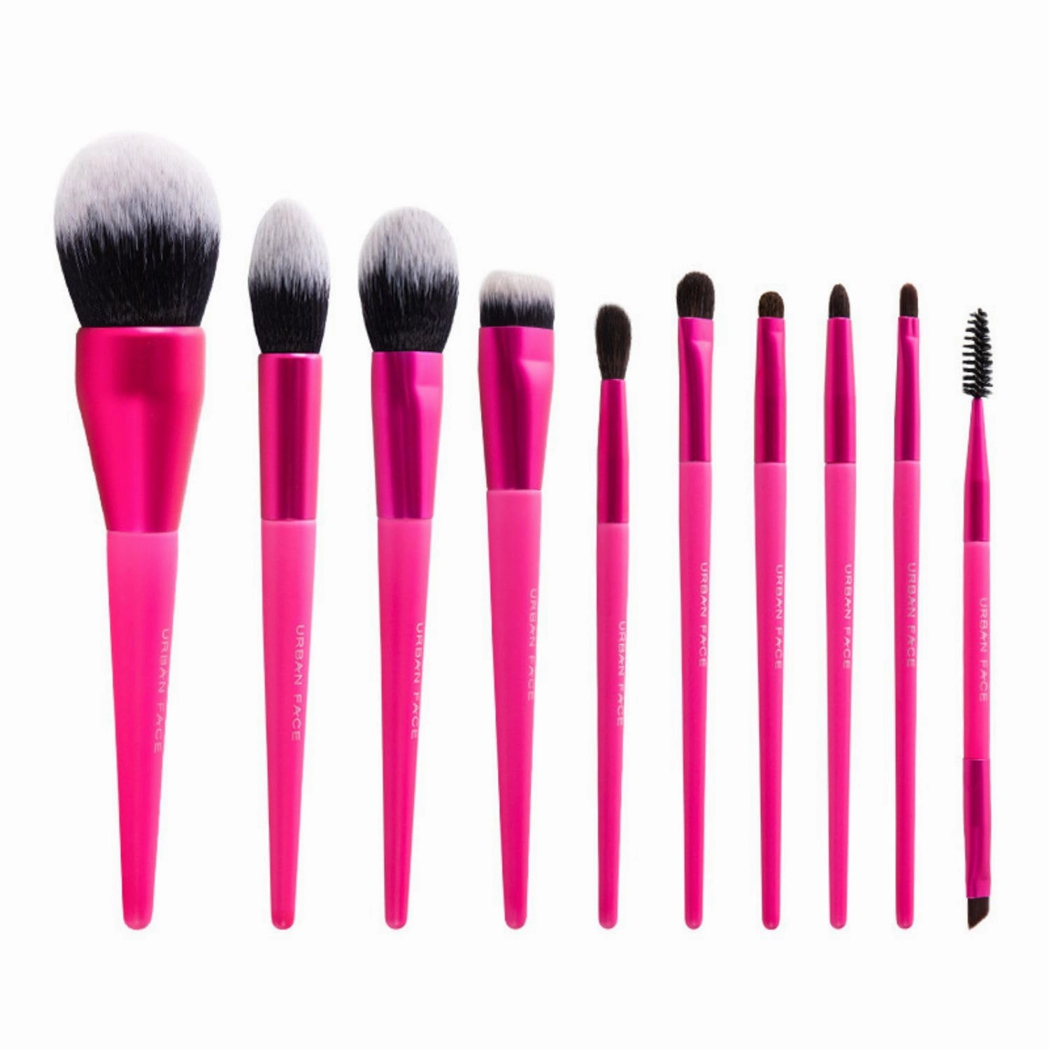 Makeup Brush Set, 10 Piece Pink Collection, Bionic Fiber Brushes for Powder, Foundation, Blush, Contour