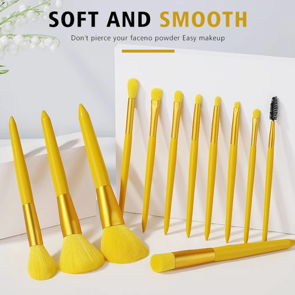 Makeup Brush Set 12pcs Premium Synthetic Makeup Brushes Professional Brushes Set Candy Make up Brush Kit Foundation Powder Blush Eyeshadow Eyebrow Contour concealer Makeup Brushes Set Durable Aluminum Ferrule Wooden Handle 14-4