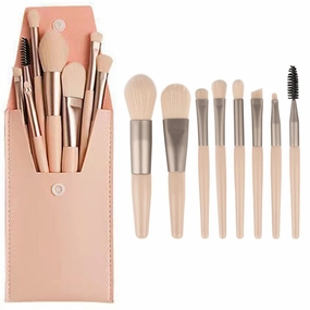 Makeup Brushes 8Pcs Makeup Brush Set Premium Synthetic Powder Foundation Contour Blush Concealer Eye Shadow Blending Liner Make Up Brush Kit (Storage bag,Apricot)