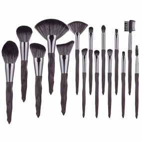 Makeup Brushes Set Professional 15pcs Kit Large Loose Powder High Gloss Eyeshadow Foundation Contour(Color:Roze)(Svart,15pcs)