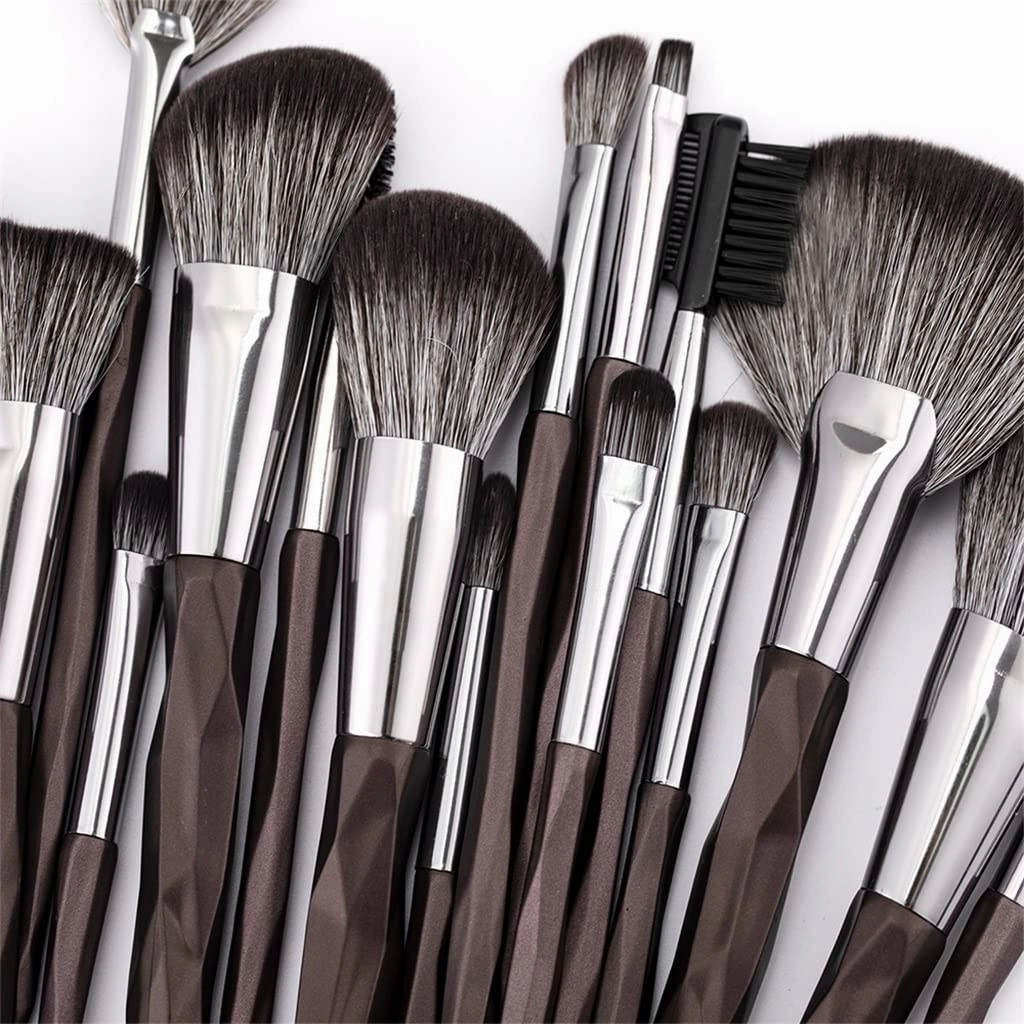 Makeup Brushes Set Professional 15pcs Kit Large Loose Powder High Gloss Eyeshadow Foundation Contour(Color:Roze)(Svart,15pcs)