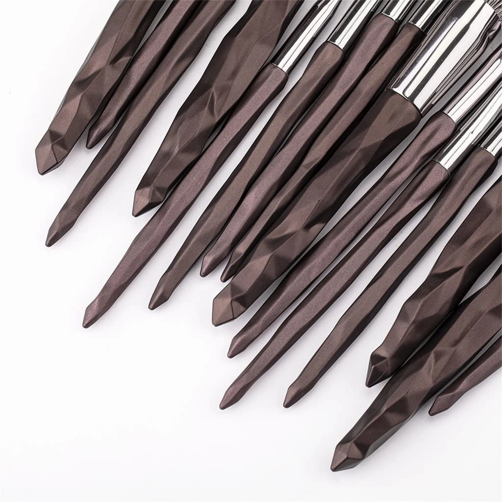 Makeup Brushes Set Professional 15pcs Kit Large Loose Powder High Gloss Eyeshadow Foundation Contour(Color:Roze)(Svart,15pcs)