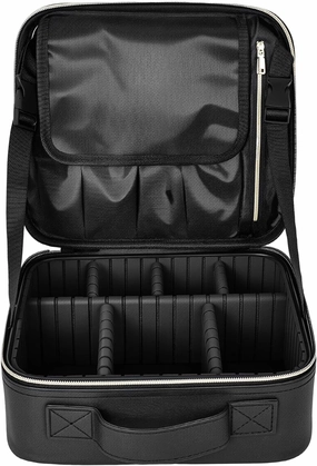 Makeup Case with Adjustable Dividers, Travel Makeup Bag Organizer with Cosmetic Brush Bag, Cosmetic Bag for Women, Makeup Storage Box with Zipper, Travel Train Case