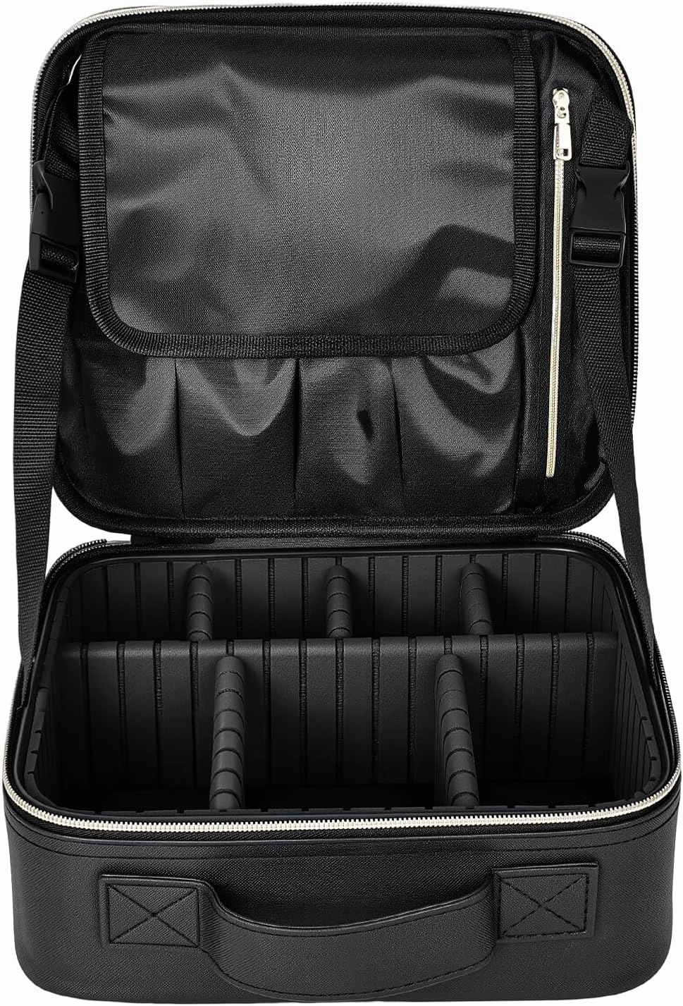 Makeup Case with Adjustable Dividers, Travel Makeup Bag Organizer with Cosmetic Brush Bag, Cosmetic Bag for Women, Makeup Storage Box with Zipper, Travel Train Case